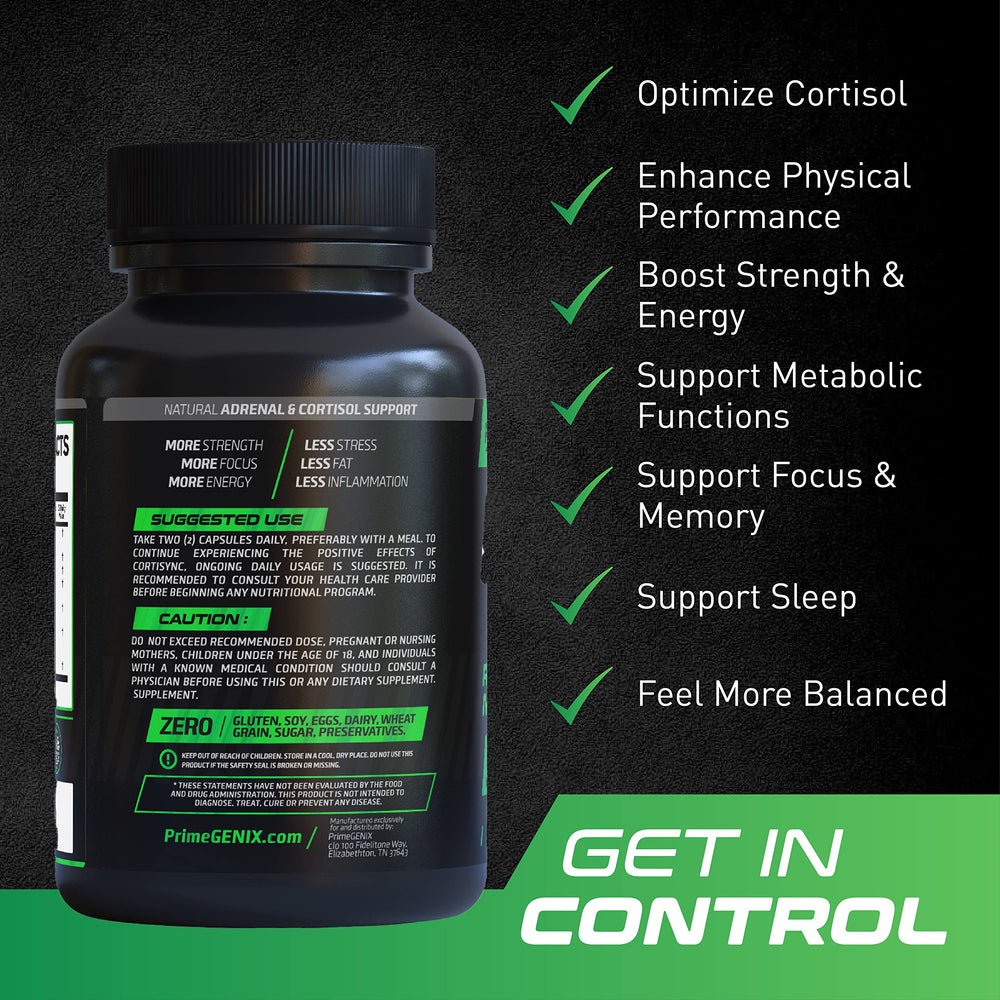 Close-up of CortiSync capsules highlighting organic, non-GMO ingredients for clean energy.