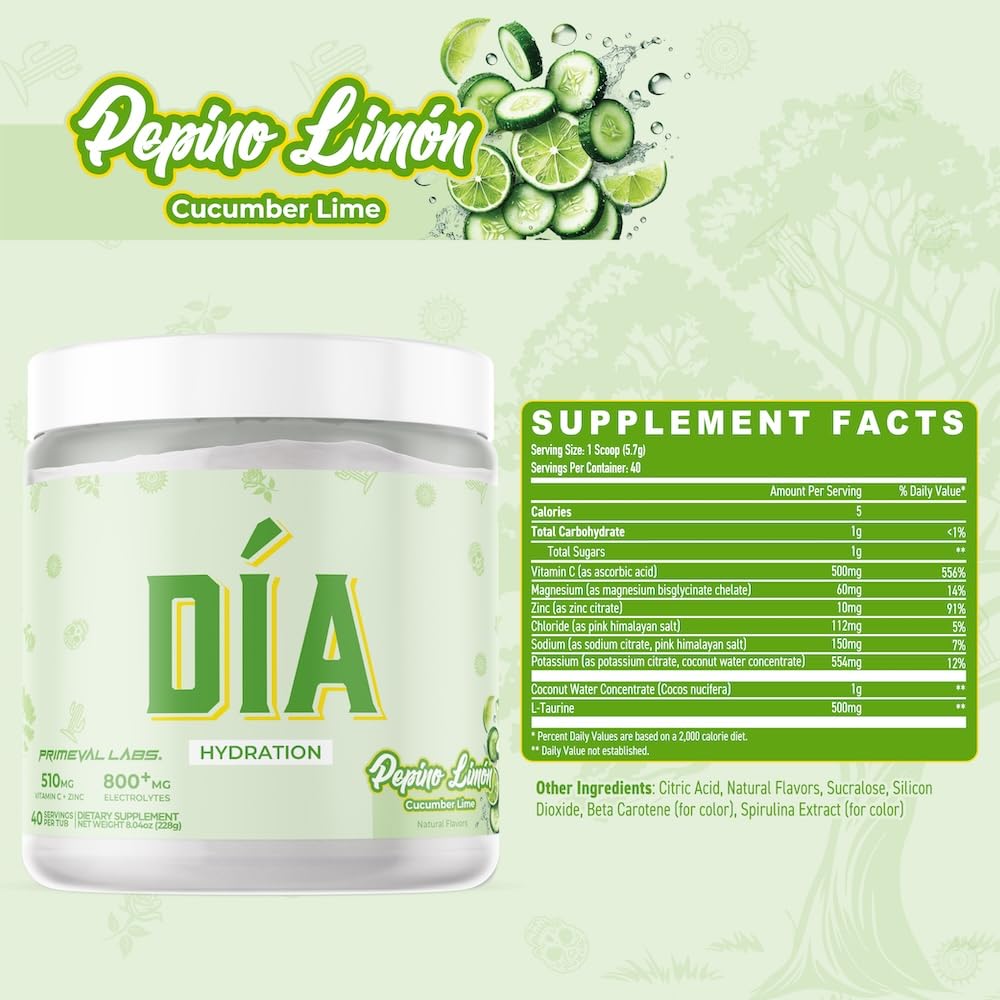 Primeval Labs DIA Hydration Pepino Limon powder dissolving in water for quick mixability