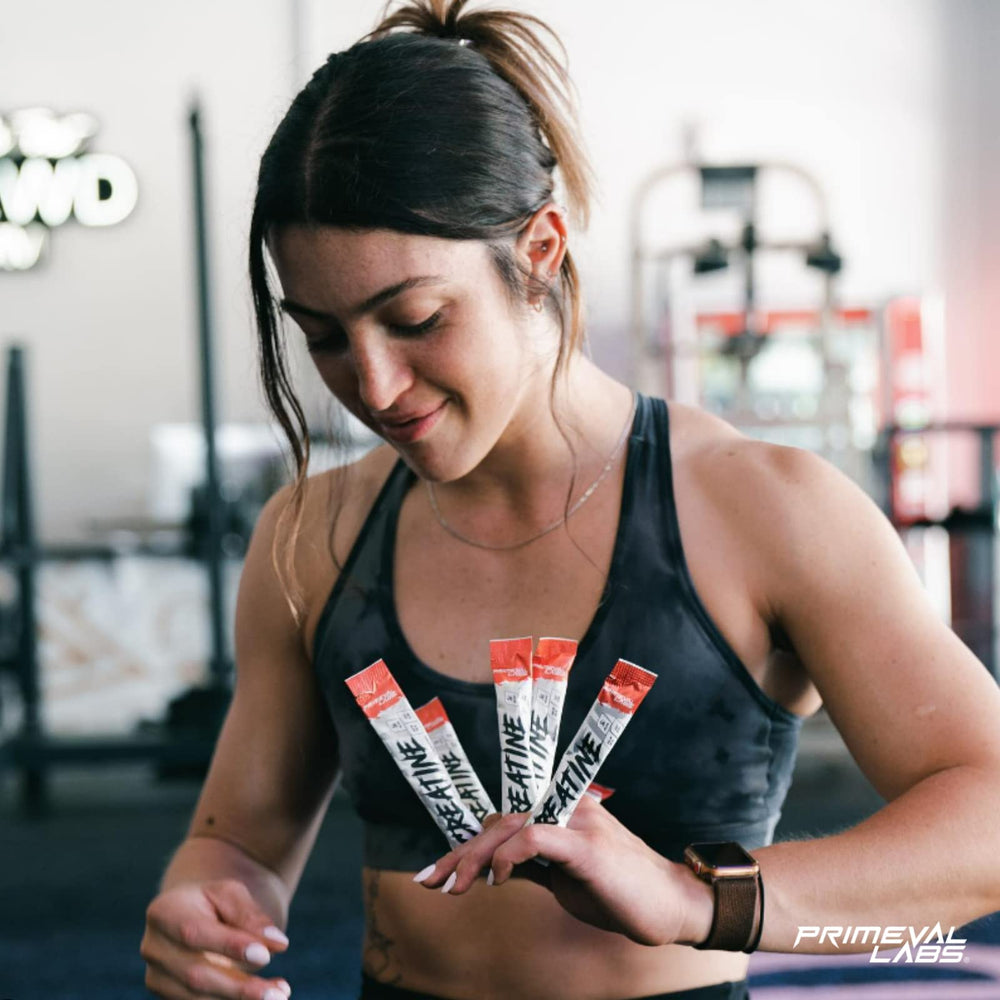 Primeval Labs creatine monohydrate powder dissolves easily for quick mixing.