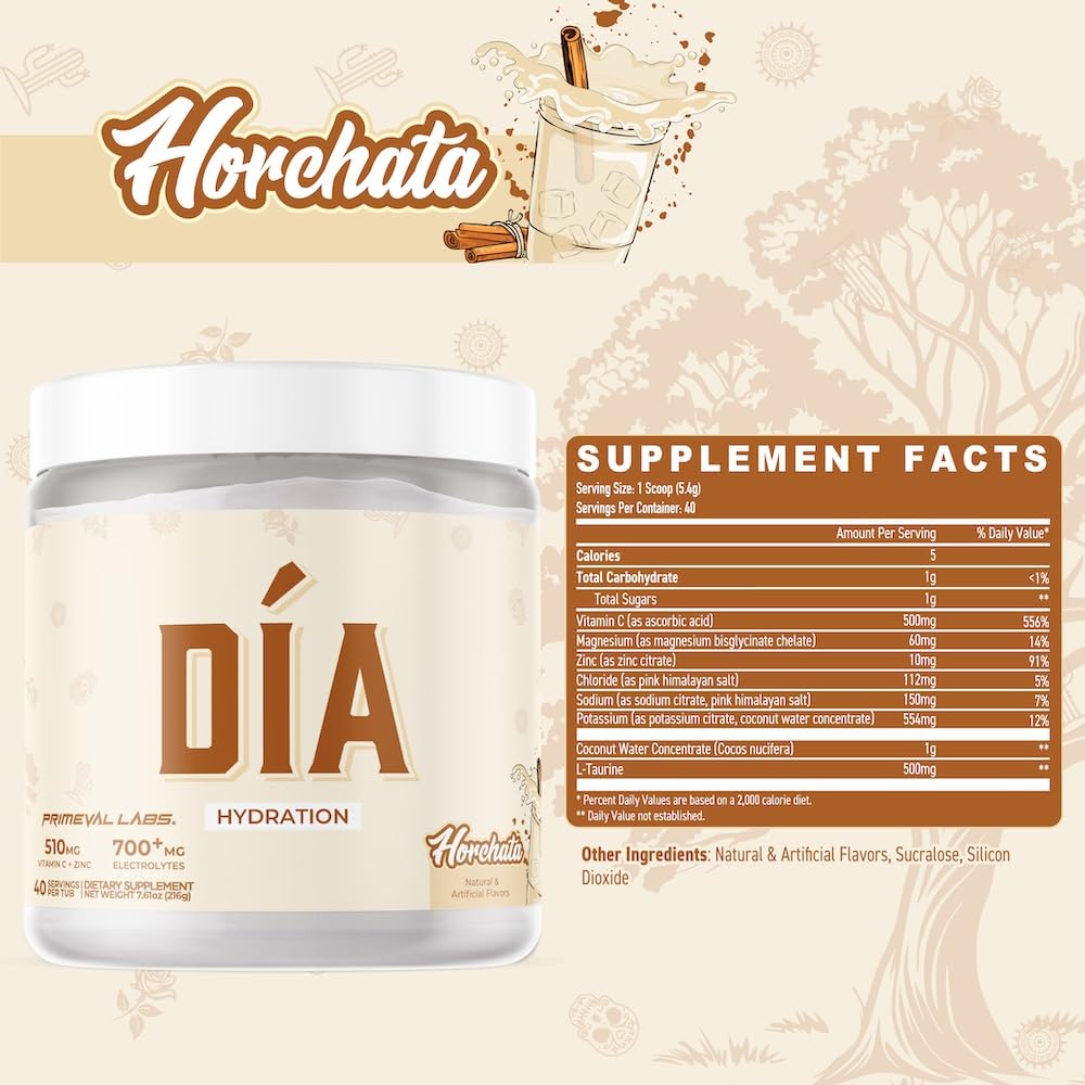 Primeval Labs DIA Hydration horchata glass serve after training