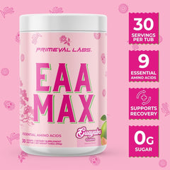 Primeval Labs EAA Max Energy glass with mixed drink showing hydration.