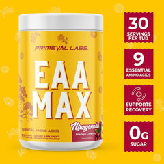 Primeval Labs EAA Max Energy shake being poured for convenient intra-workout fueling.