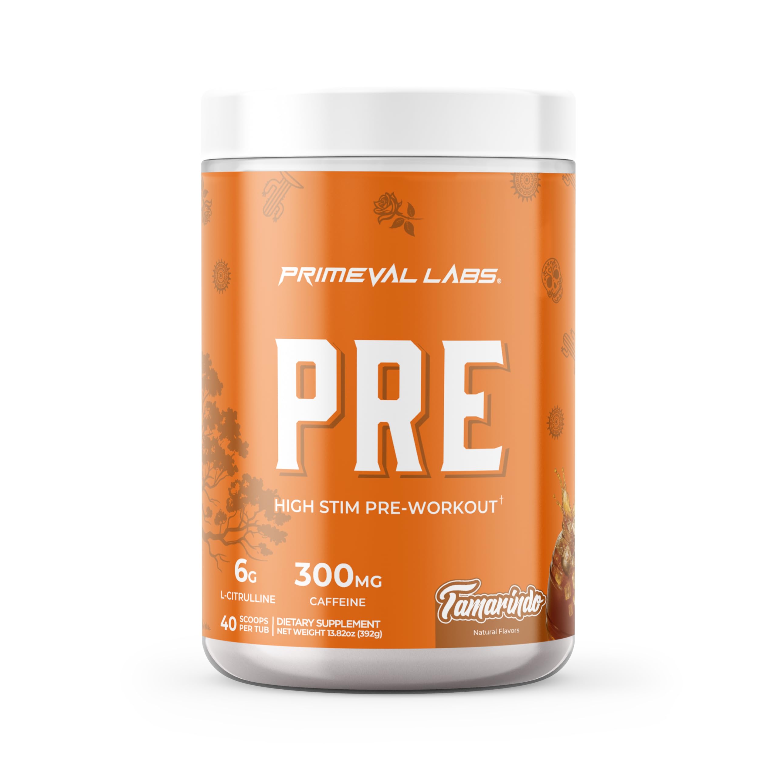 Primeval Labs PRE bottle shown for high-stim energy during workouts