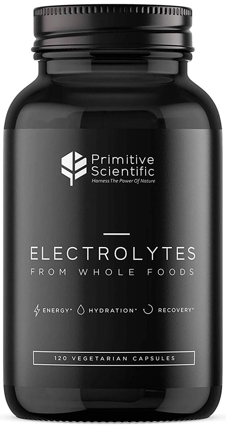 Primitive Scientific Whole Food Electrolyte Capsules bottle promotes clean hydration on the go.