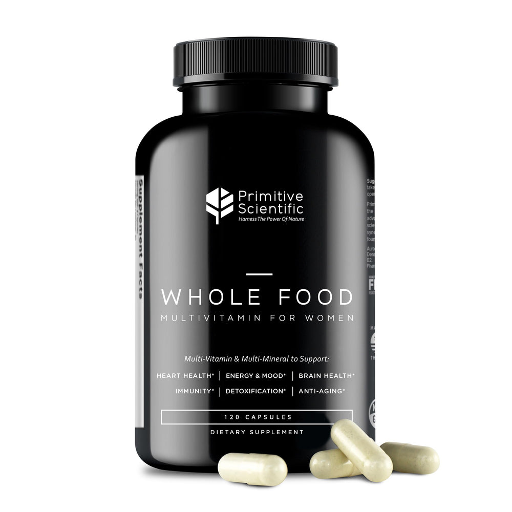 Primitive Scientific women's multivitamin bottle for daily energy and balanced wellness.