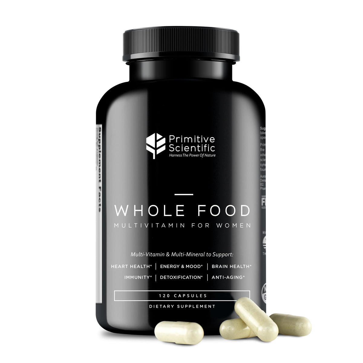 Primitive Scientific women's multivitamin bottle for daily energy and balanced wellness.