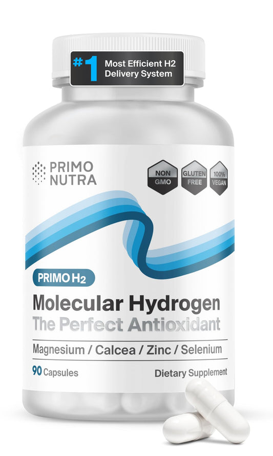 PrimoH2 bottle on display for on-the-go antioxidant support