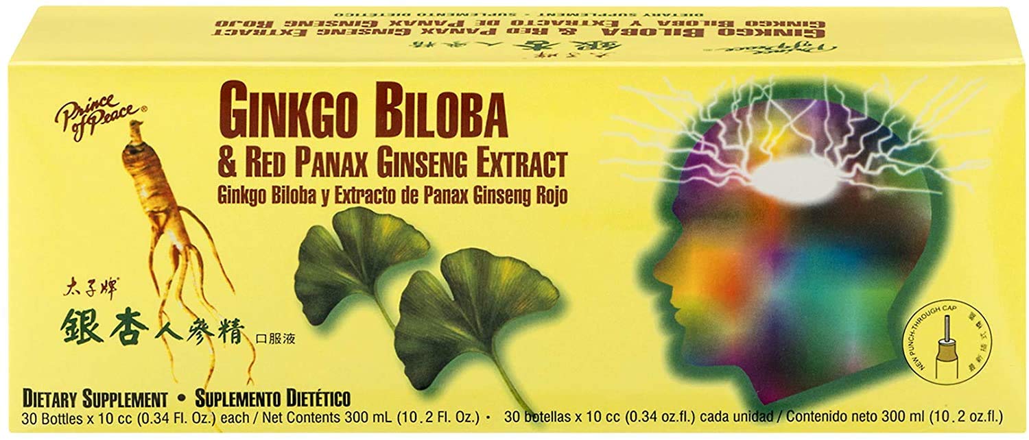 Prince Of Peace Ginkgo Biloba & Red Panax Ginseng bottle pour for easy, on-the-go use.