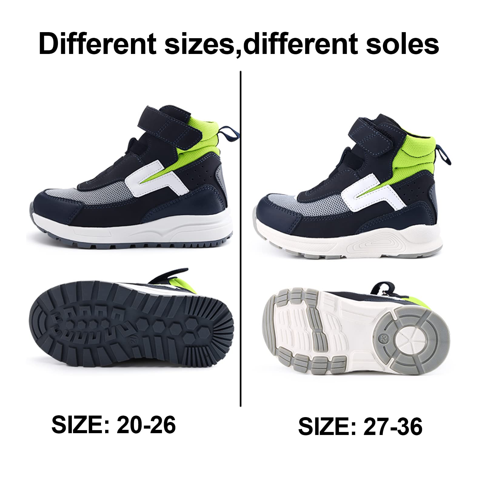 Princepard orthopedic kids shoes green strap closure demonstrates easy adjustability.