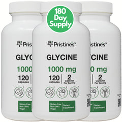 PRISTINE'S Glycine 1000mg capsules bottle for relaxation and rest