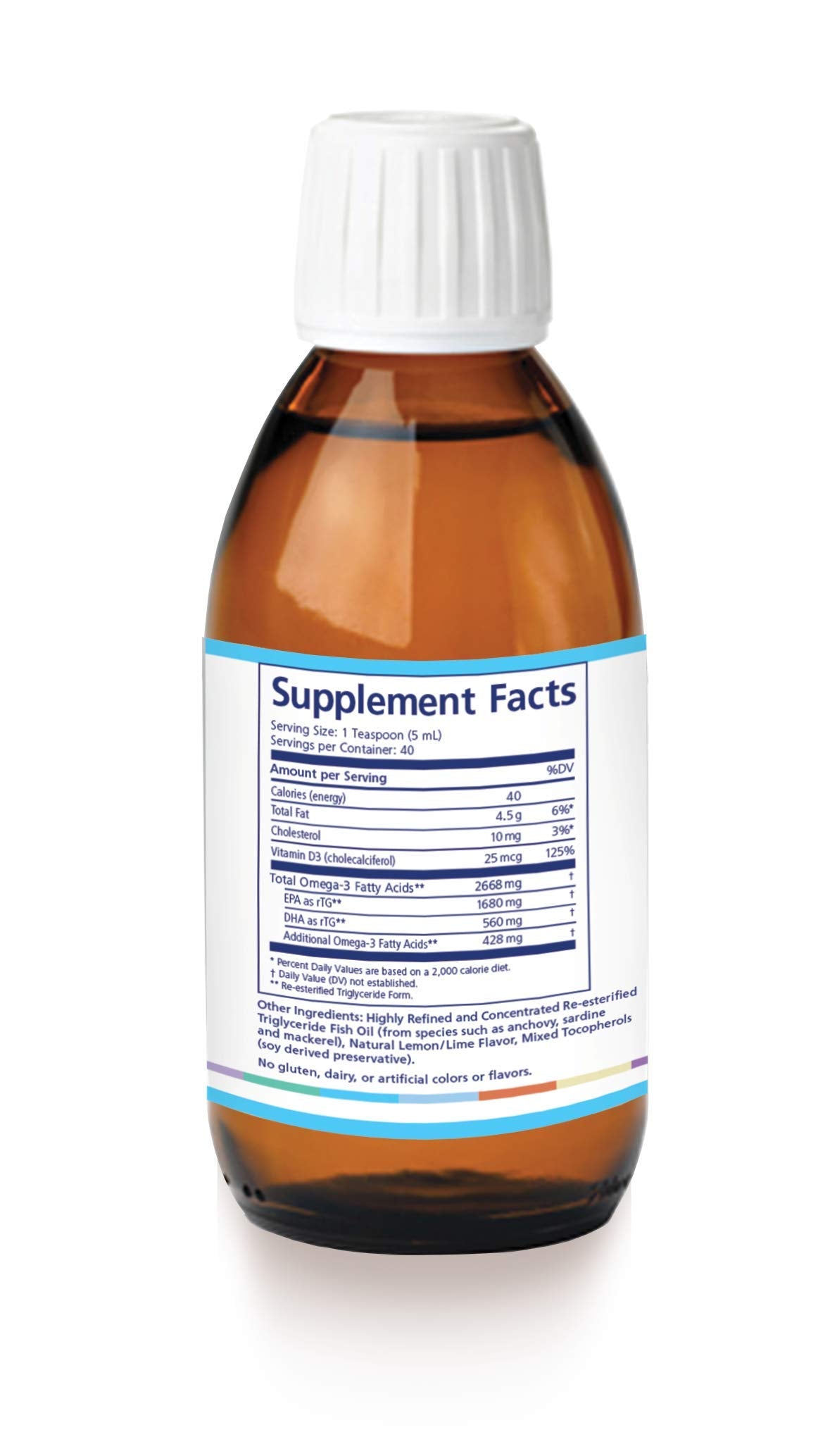 PRN DE Omega bottle label highlights 1680 mg EPA and 560 mg DHA for eye health.