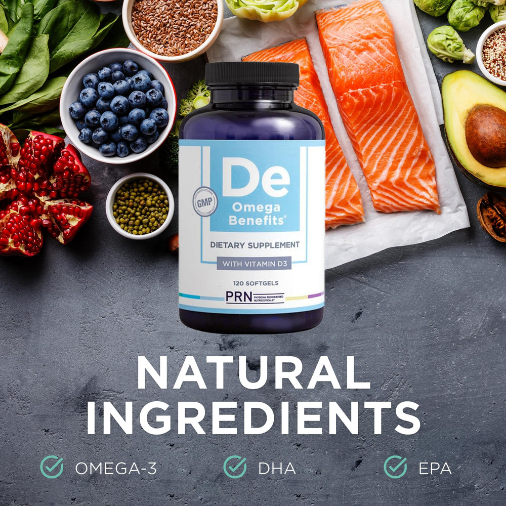 PRN Omega 3 with vitamin D suggesting potential support for skin and joints.