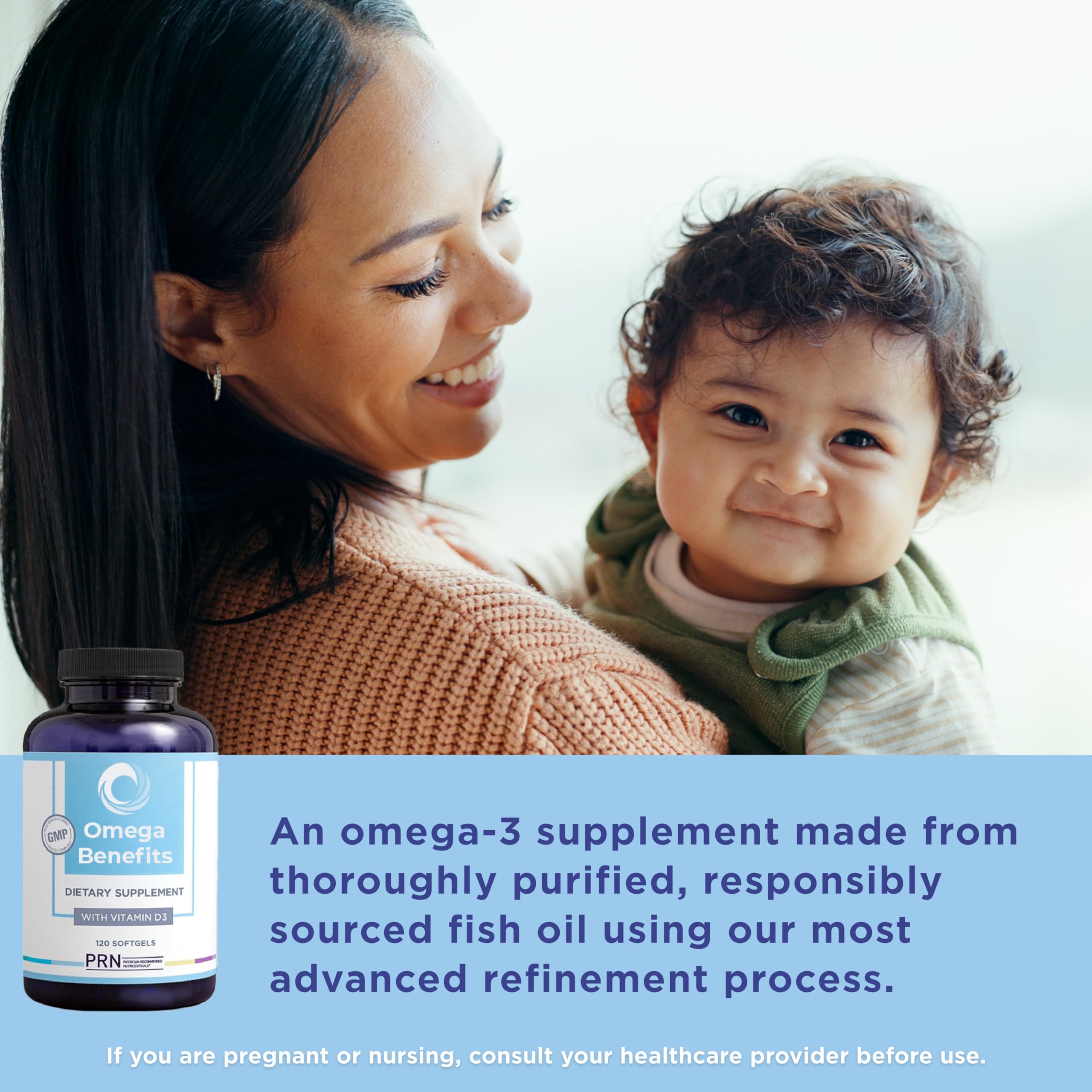PRN Omega-3 label emphasizes EPA to DHA 3 to 1 ratio.