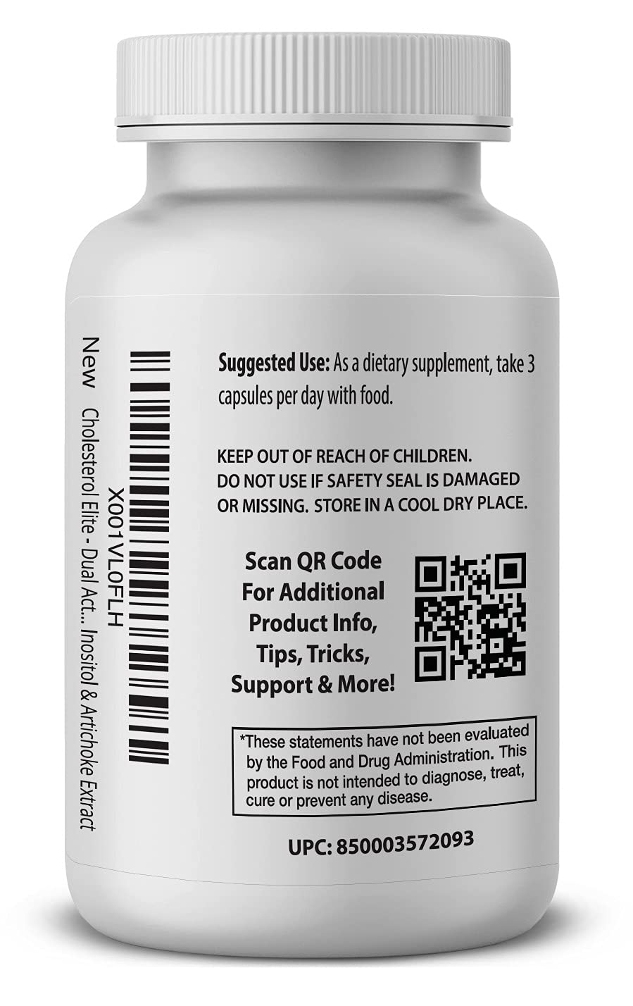 Ingredient panel showing Red Yeast Rice and Garlic Extract in Cholesterol Elite.