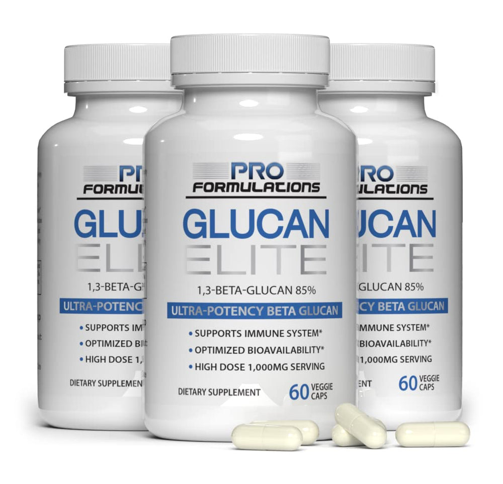 Pro Formulations MD Glucan Elite bottle front showing potency and label.