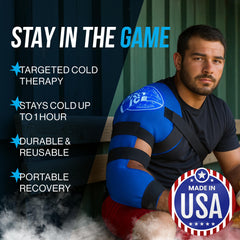 PRO ICE Shoulder Elbow Wrap side view showing adjustable strap for secure fit.