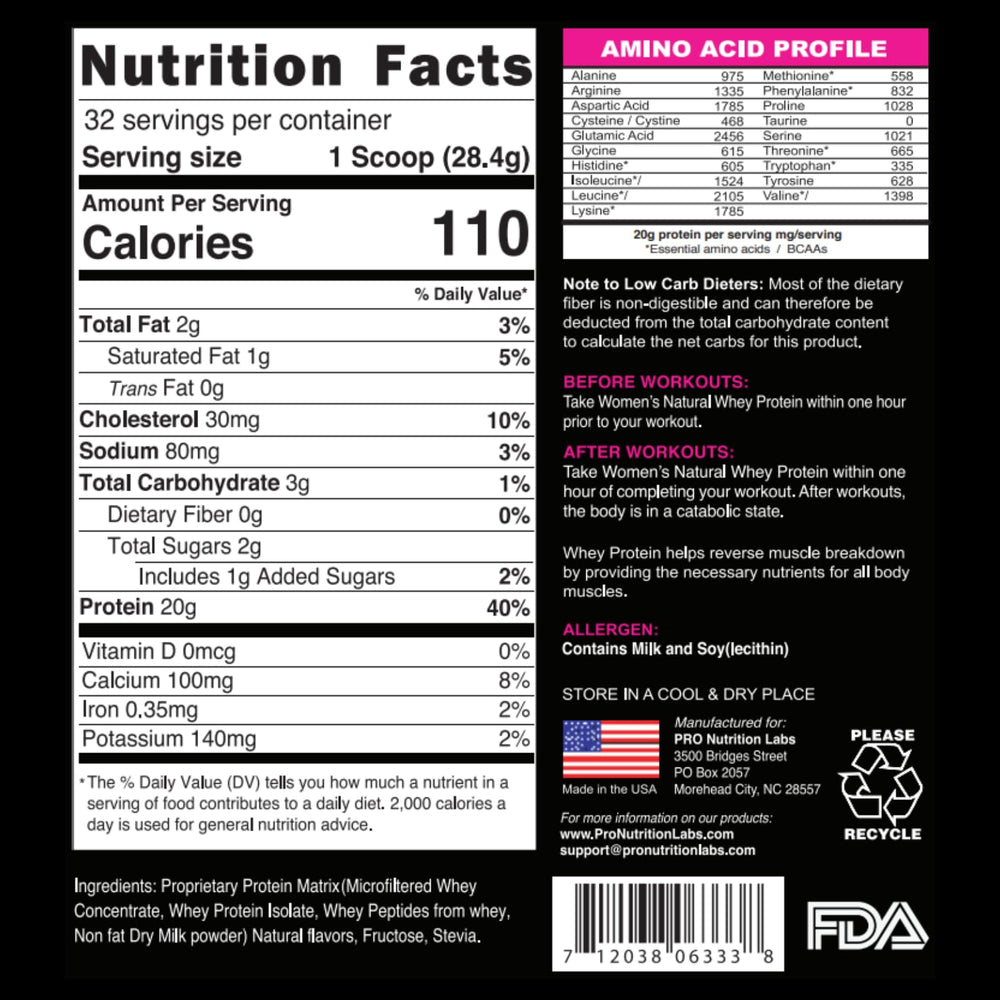 PRO NUTRITION LABS natural stevia-sweetened formula offers clean flavor.