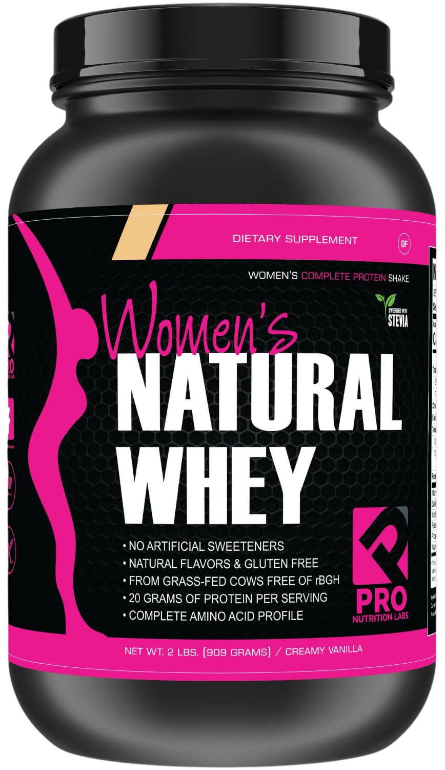PRO NUTRITION LABS vanilla whey canister for women supports active recovery.