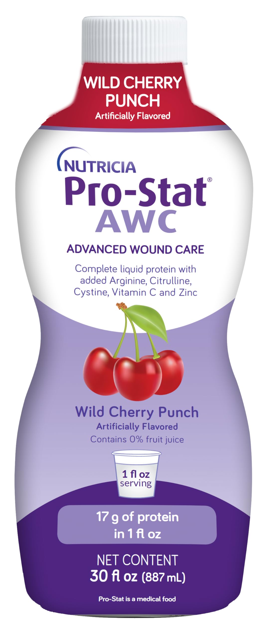 Pro-Stat AWC Wild Cherry bottle ready to drink for wound support.