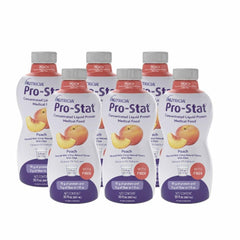 Pro-Stat peach-flavor bottle for quick, high-protein nutrition.