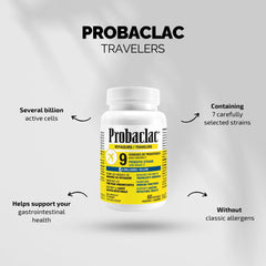 Probaclac probiotic bottle front for easy daily use while traveling
