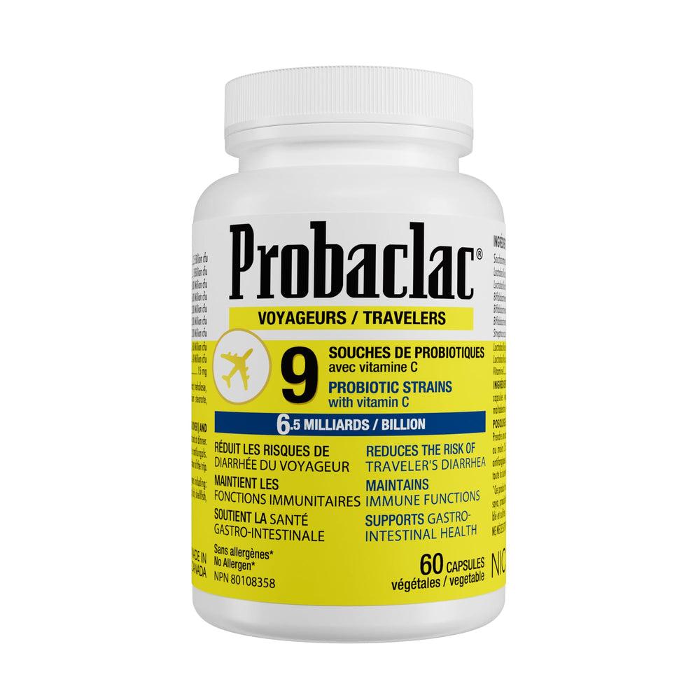 Probaclac Travelers Probiotics compact pack supports on-the-go gut balance during travel