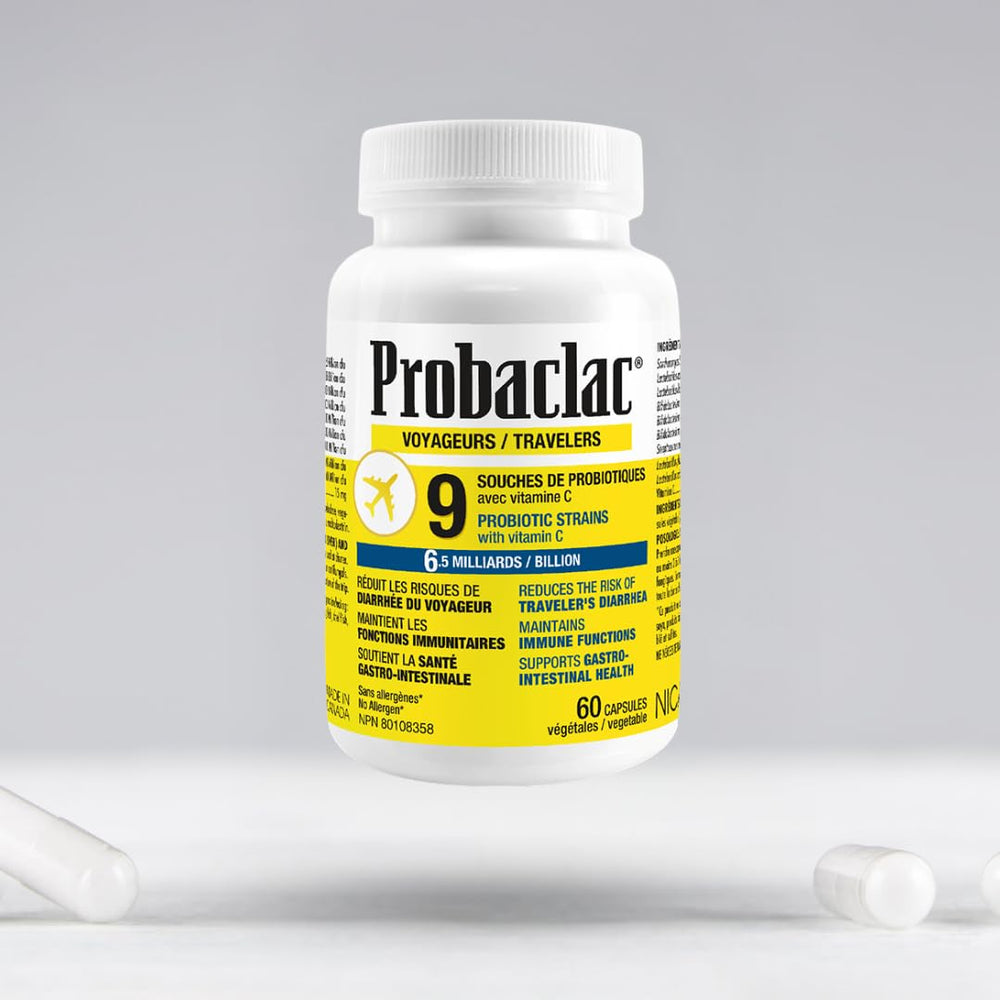 Probaclac Vitamin C boost icon emphasizes immune support during travel