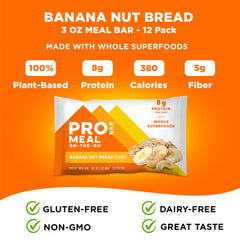 PROBAR Meal Bar Banana Nut Bread ingredients close-up shows whole-food nutrition.