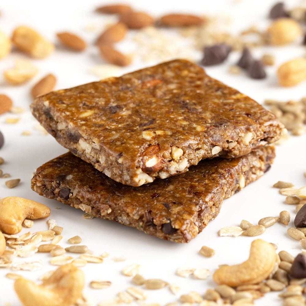PROBAR MEAL Bar Original Trail Mix close-up shows chunky nuts and fruits for sustained energy.