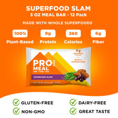 PROBAR MEAL Bar Superfood Slam ingredients include oats and nuts for wholesome fuel.
