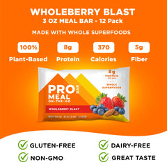 PROBAR MEAL Bar Wholeberry Blast, on-the-go snack highlighting gluten-free and non-GMO.
