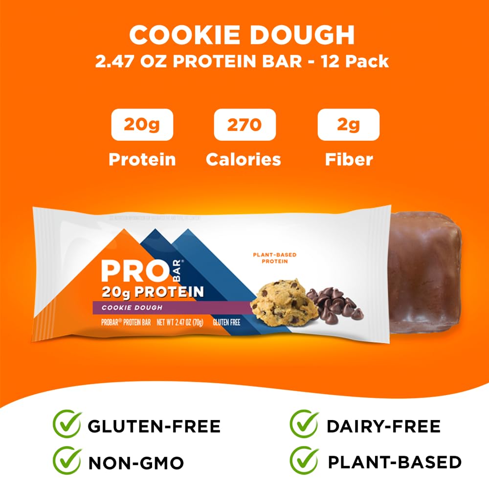 PROBAR Cookie Dough bar slice—chewy texture ideal for snack between workouts