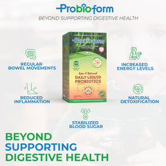 Probioform live cultures blend showing L. casei and L. lactis for digestion support.