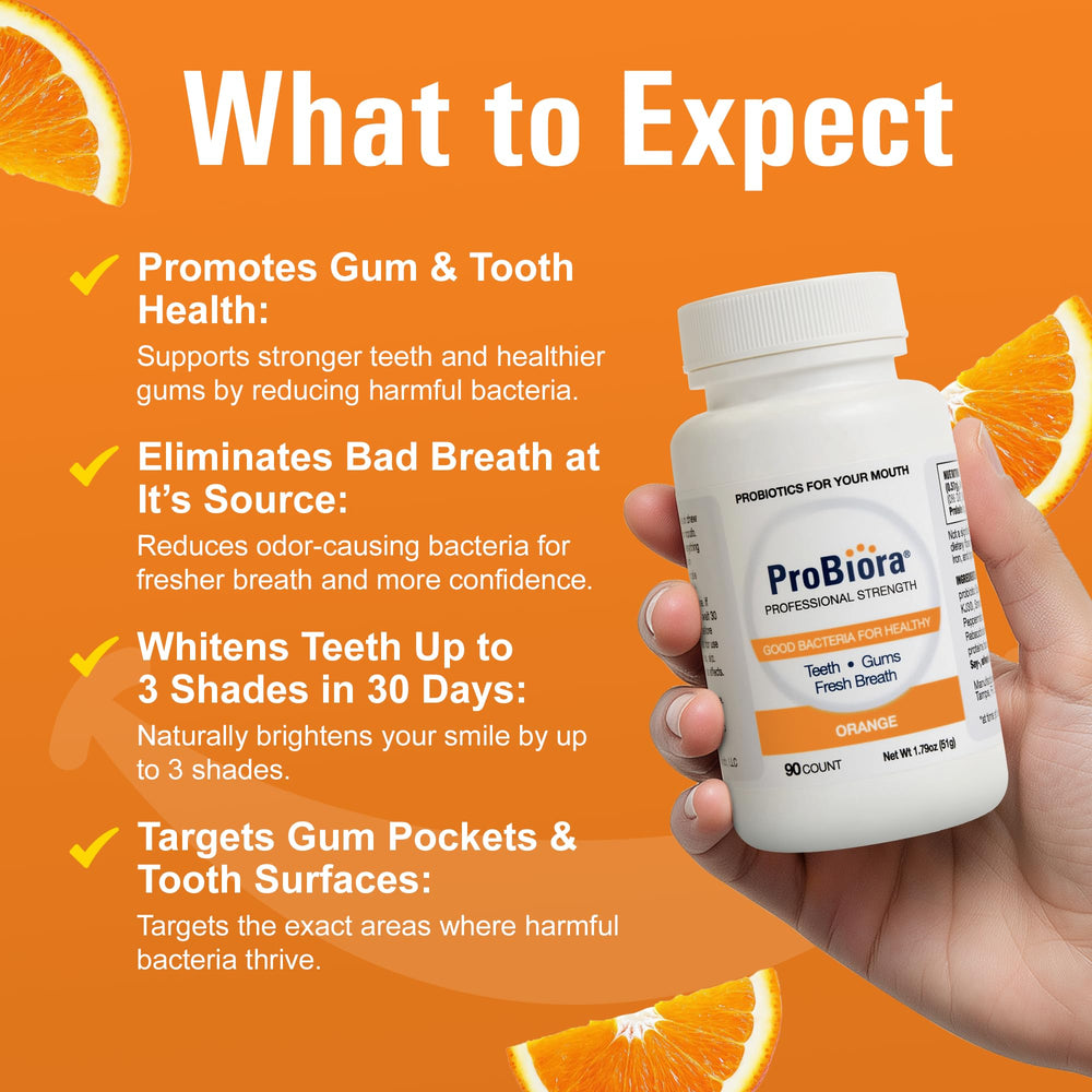 Box and tablets of ProBiora Health Professional Strength shown for daily use.