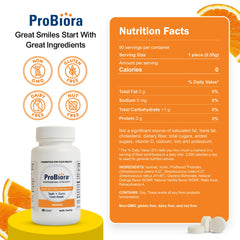 Mint-flavored orange tablets ready for daily use after meals.