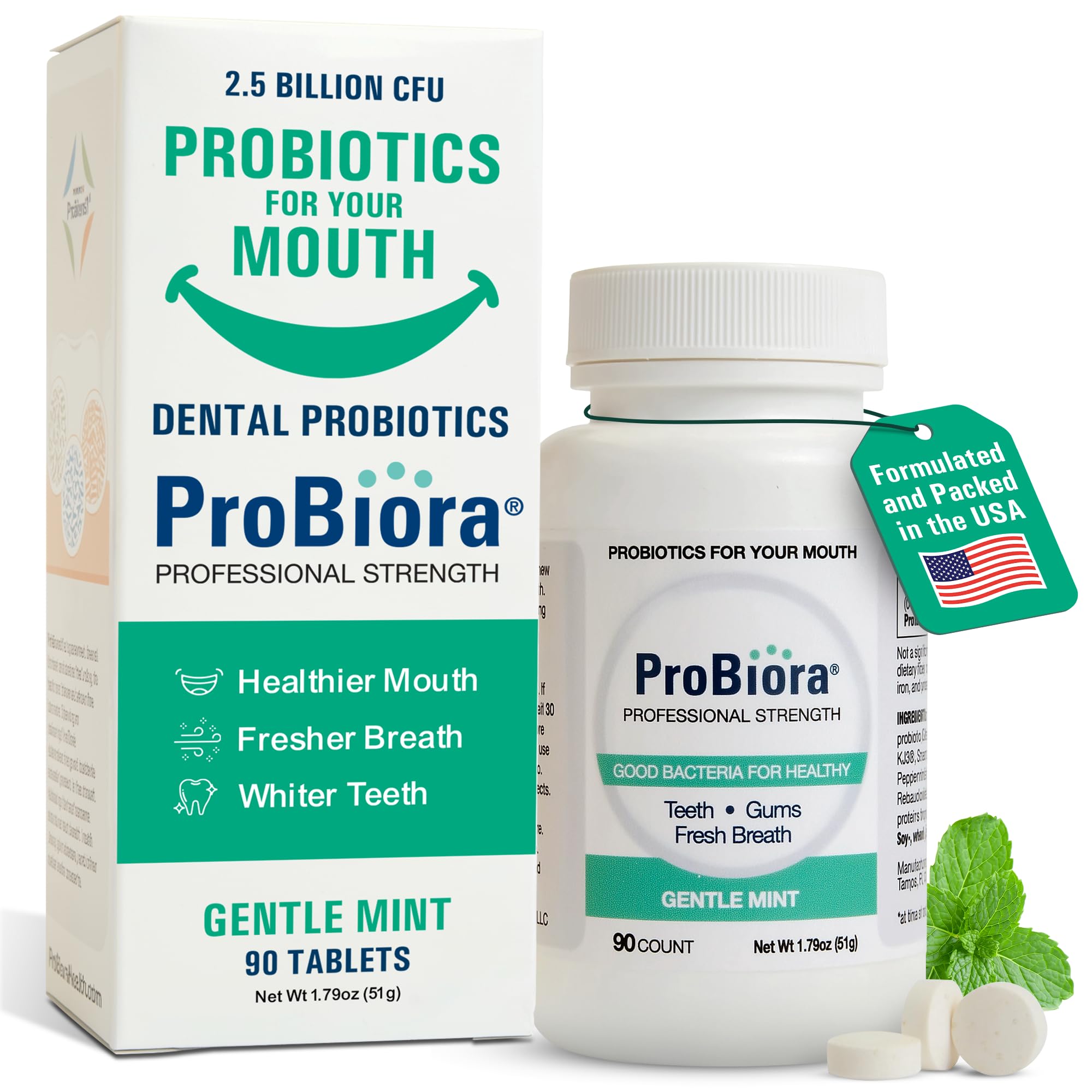Probiora Health Professional Strength tablets bottle supporting enhanced dental cleaning benefits.
