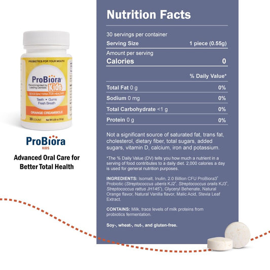 Probiora Kids bottle-pack shot emphasizes convenient daily probiotic for families.