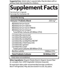 Close-up of probiotic strains NCFM and GG on label.