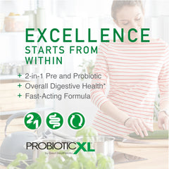 Probiotic XL label emphasizes PreforPro and DE111 probiotic strains