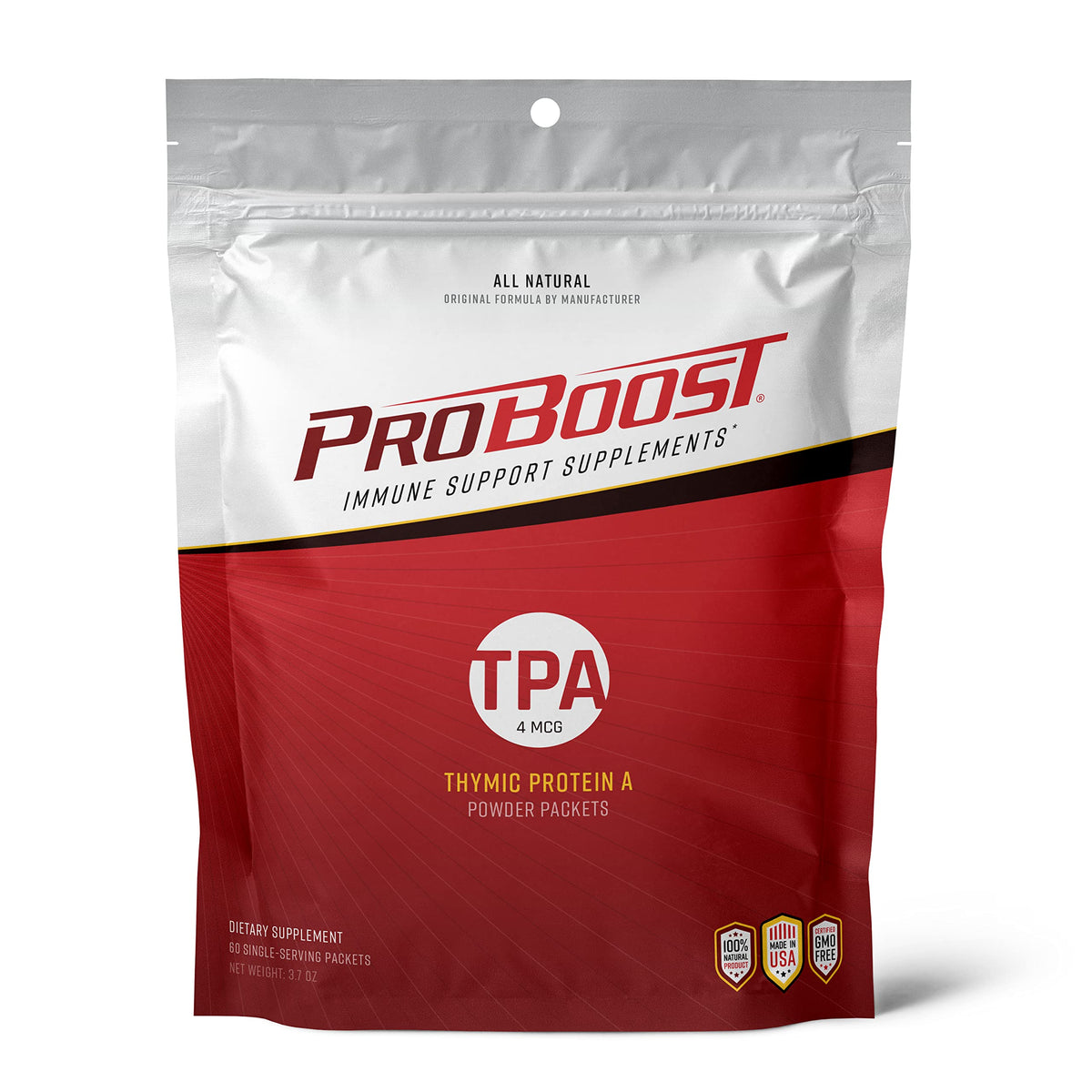 ProBoost 4 mcg TPA packet closeup for convenient daily dosing and easy on-the-go use.