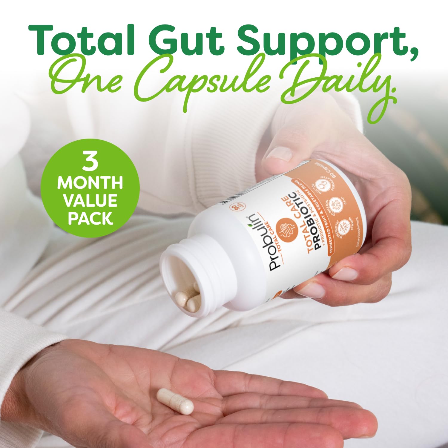Probulin Total Care vegan-formula label highlighting 20B CFU and strains