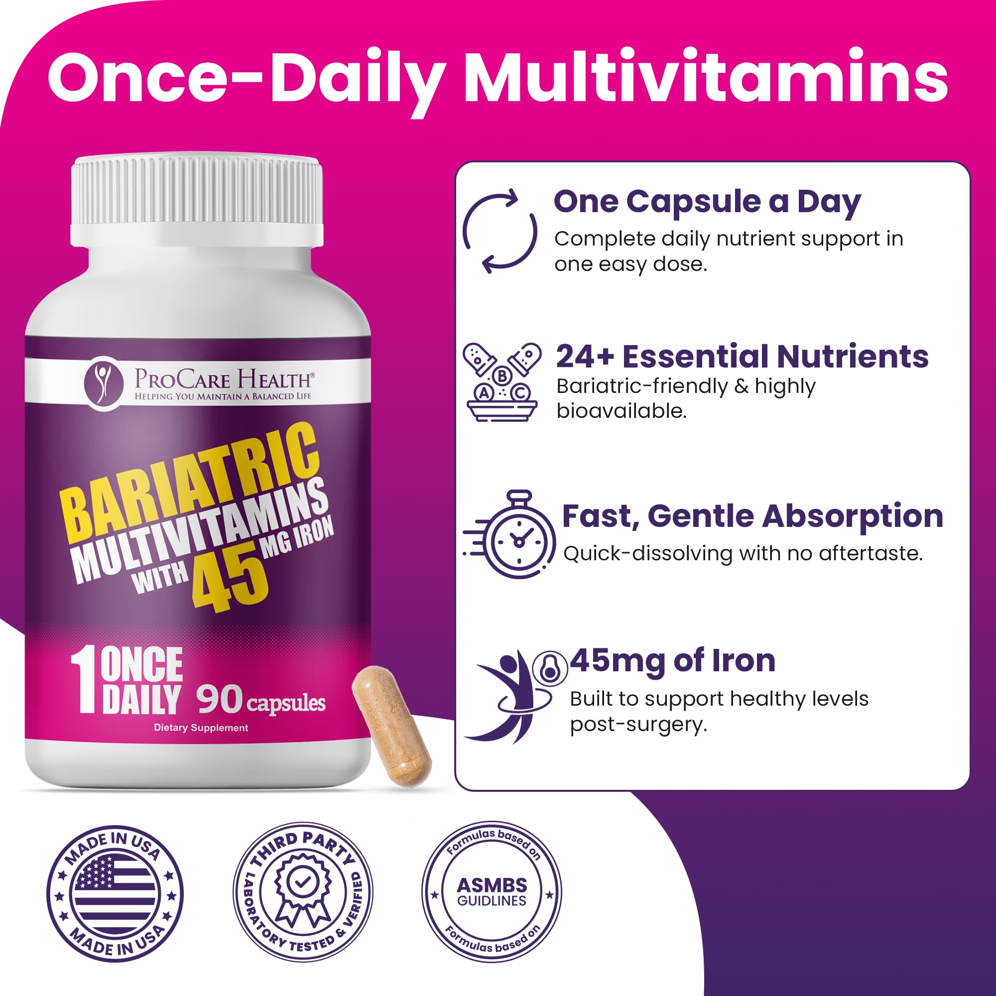 Three-month supply in one bottle for easy, consistent regimen