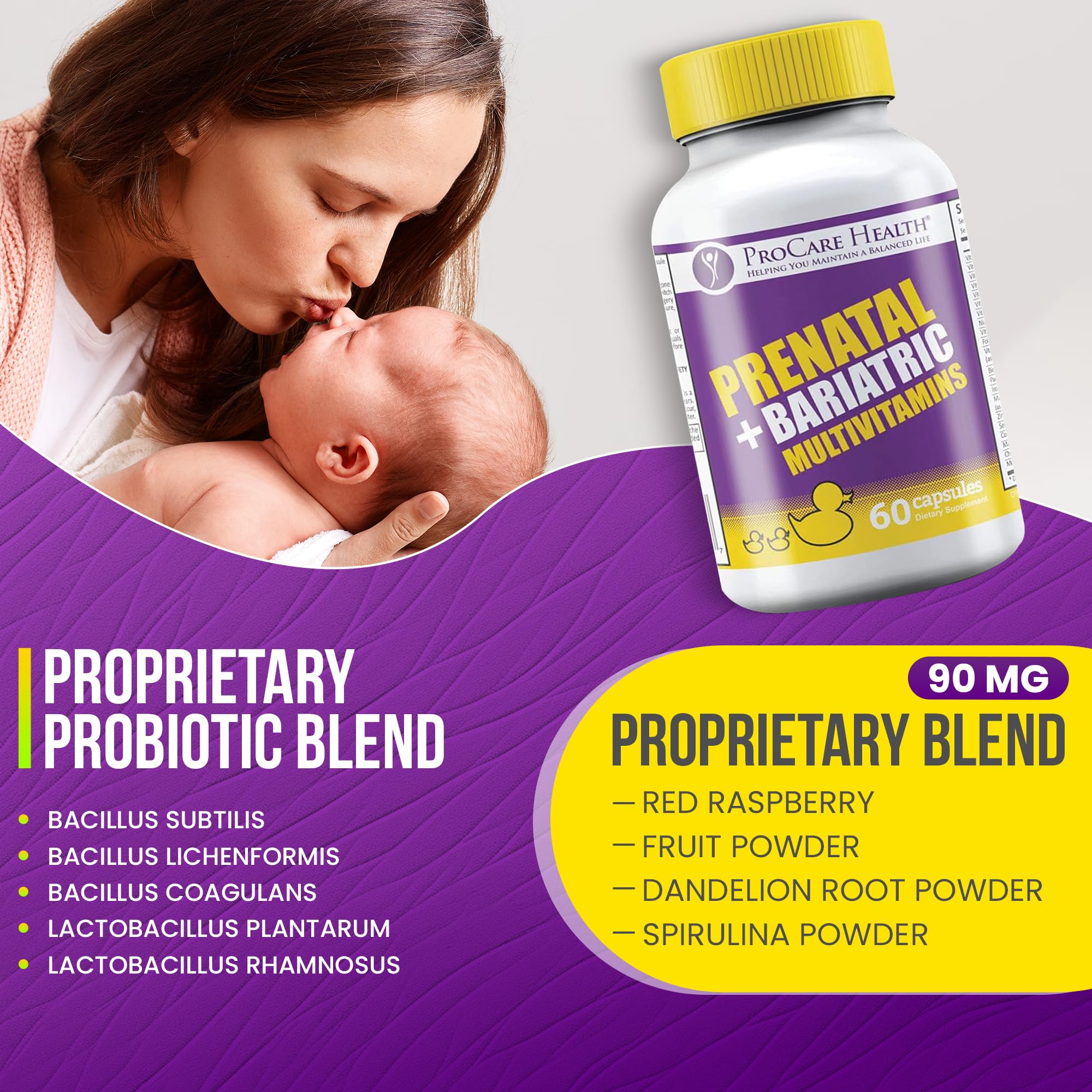 ProCare Health prenatal bariatric multivitamin mom holding bottle demonstrates daily prenatal nutrition