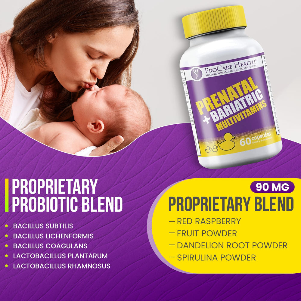 ProCare Health prenatal bariatric multivitamin mom holding bottle demonstrates daily prenatal nutrition