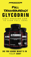 PROCCOR Glycodrin banaba capsules shown with packaging for glucose support