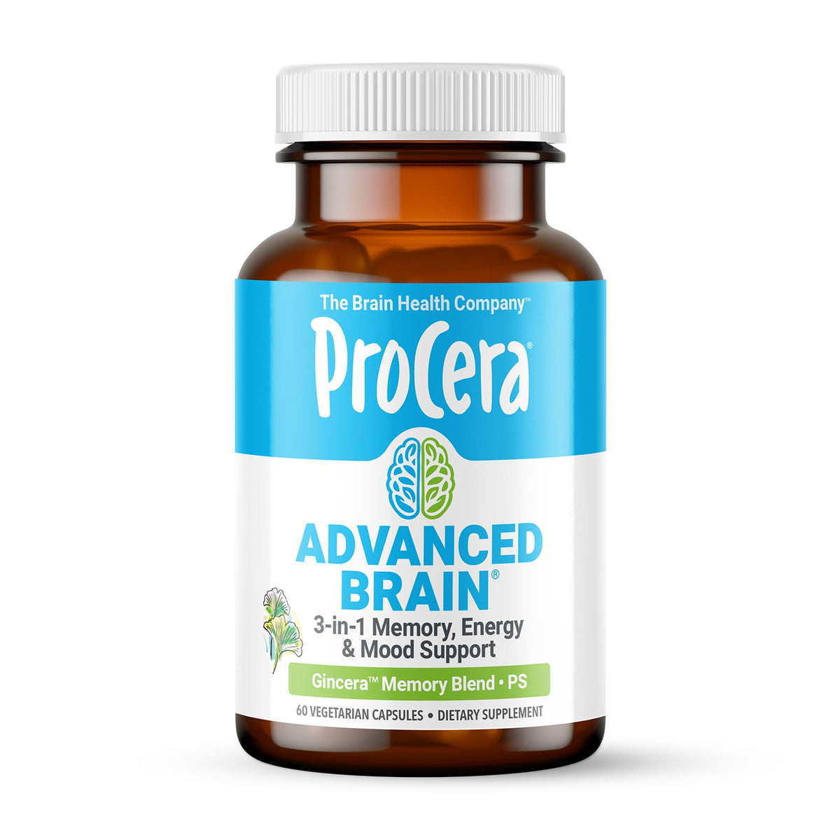 Procera Advanced Brain bottle front with sleek packaging for daily use and easy access