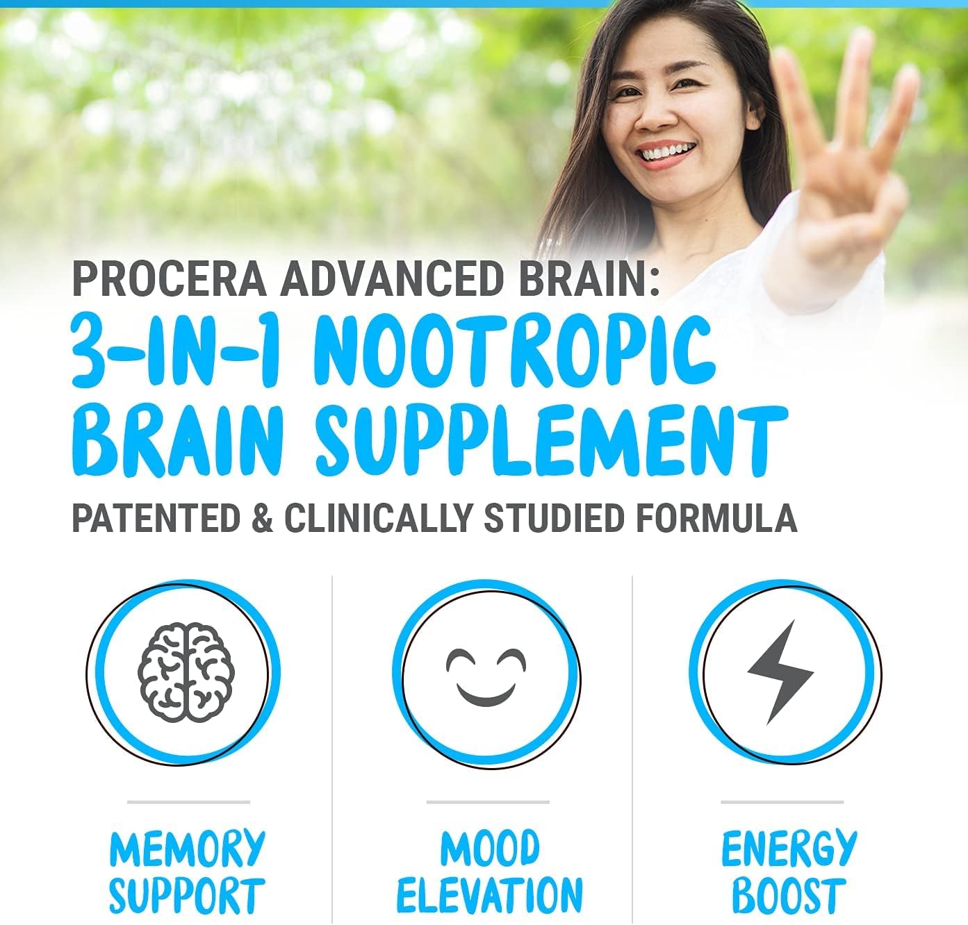 Procera Advanced Brain energy-stamina daily-use bottle for sustained mental alertness.