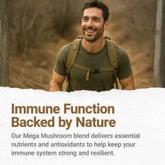 Procera Mega Mushroom immune icon signals daily immune support.