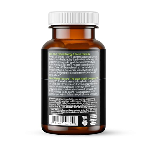 Procera XTF capsules closeup highlights convenient daily supplement for focus.