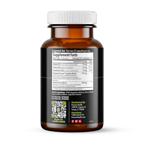 Procera XTF label detail showcases cognitive support ingredients.